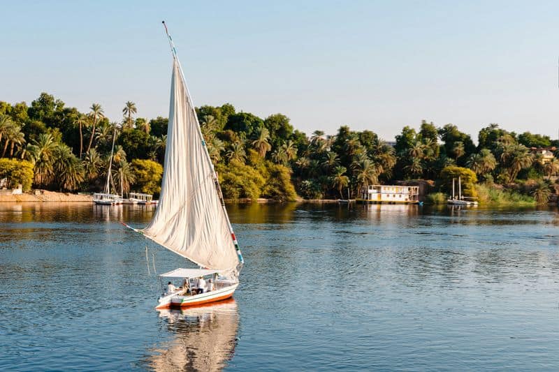 A felucca under sail on the Nile at Aswan